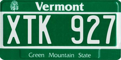 VT license plate XTK927