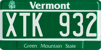 VT license plate XTK932