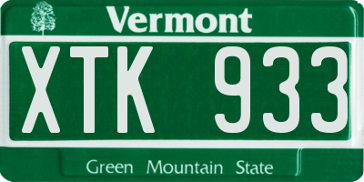 VT license plate XTK933