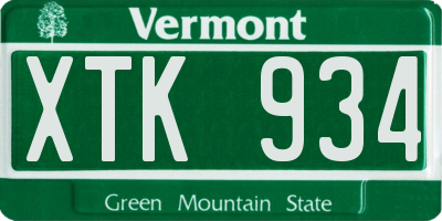 VT license plate XTK934