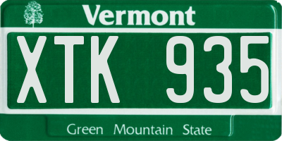 VT license plate XTK935