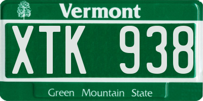 VT license plate XTK938