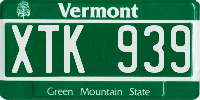VT license plate XTK939