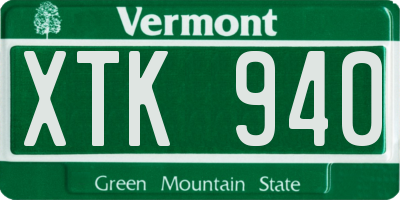 VT license plate XTK940