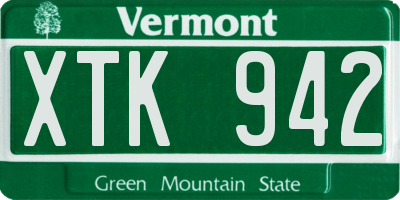 VT license plate XTK942
