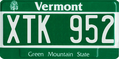 VT license plate XTK952