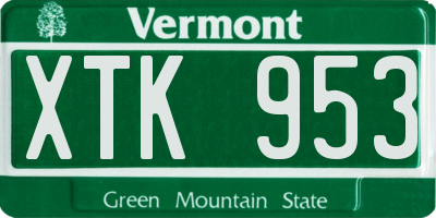 VT license plate XTK953