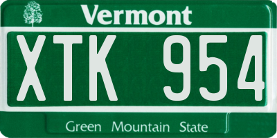 VT license plate XTK954