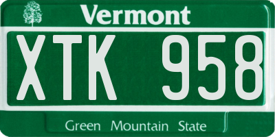 VT license plate XTK958