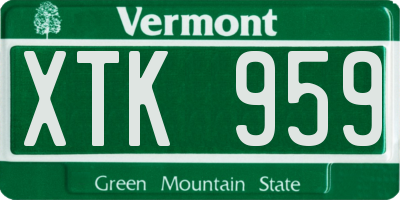 VT license plate XTK959
