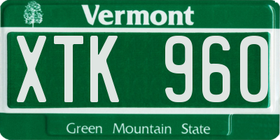 VT license plate XTK960