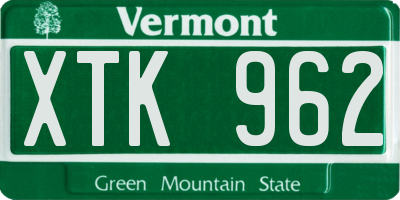 VT license plate XTK962