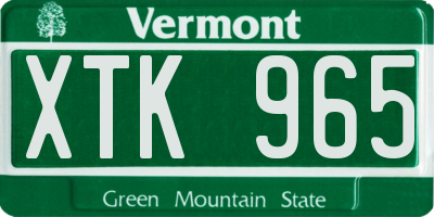 VT license plate XTK965