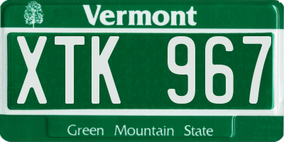 VT license plate XTK967
