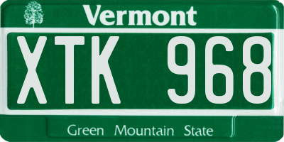 VT license plate XTK968