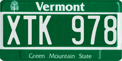 VT license plate XTK978