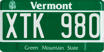 VT license plate XTK980
