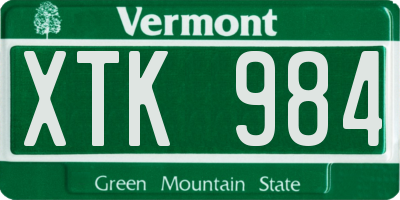 VT license plate XTK984