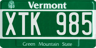 VT license plate XTK985