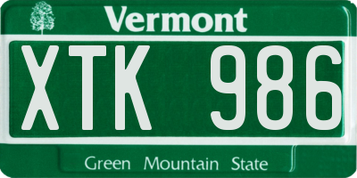 VT license plate XTK986
