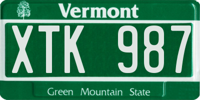 VT license plate XTK987