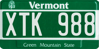 VT license plate XTK988