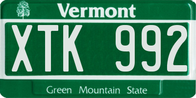 VT license plate XTK992