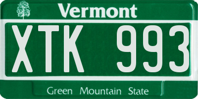 VT license plate XTK993