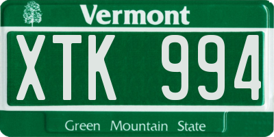VT license plate XTK994