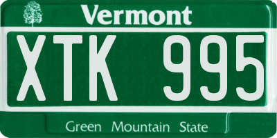 VT license plate XTK995