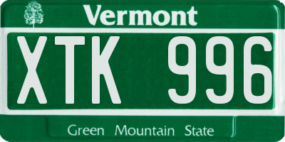 VT license plate XTK996
