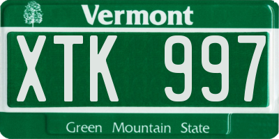 VT license plate XTK997