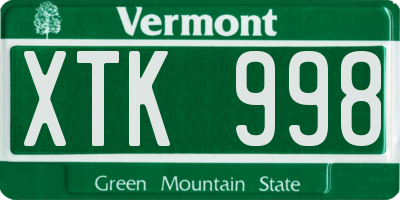 VT license plate XTK998