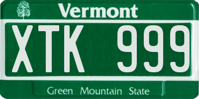 VT license plate XTK999