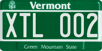 VT license plate XTL002