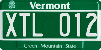 VT license plate XTL012