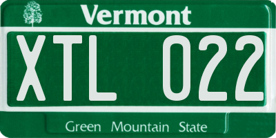 VT license plate XTL022
