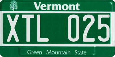 VT license plate XTL025