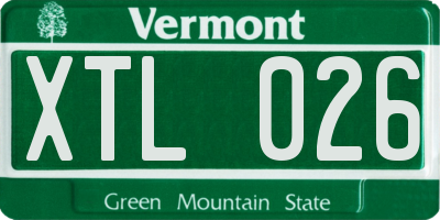 VT license plate XTL026