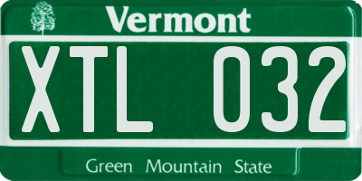VT license plate XTL032