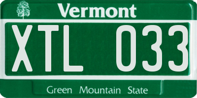 VT license plate XTL033