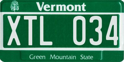 VT license plate XTL034