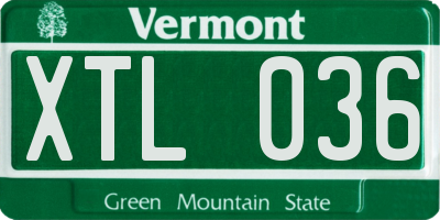 VT license plate XTL036