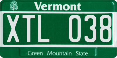 VT license plate XTL038