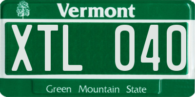 VT license plate XTL040