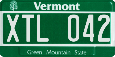 VT license plate XTL042