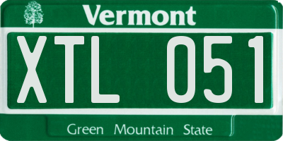 VT license plate XTL051