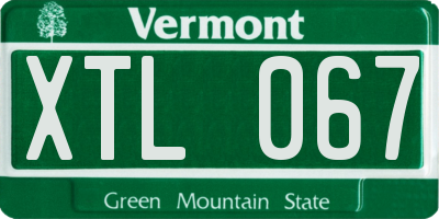 VT license plate XTL067