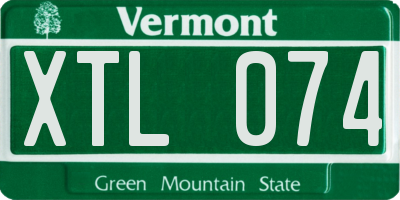 VT license plate XTL074