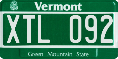 VT license plate XTL092
